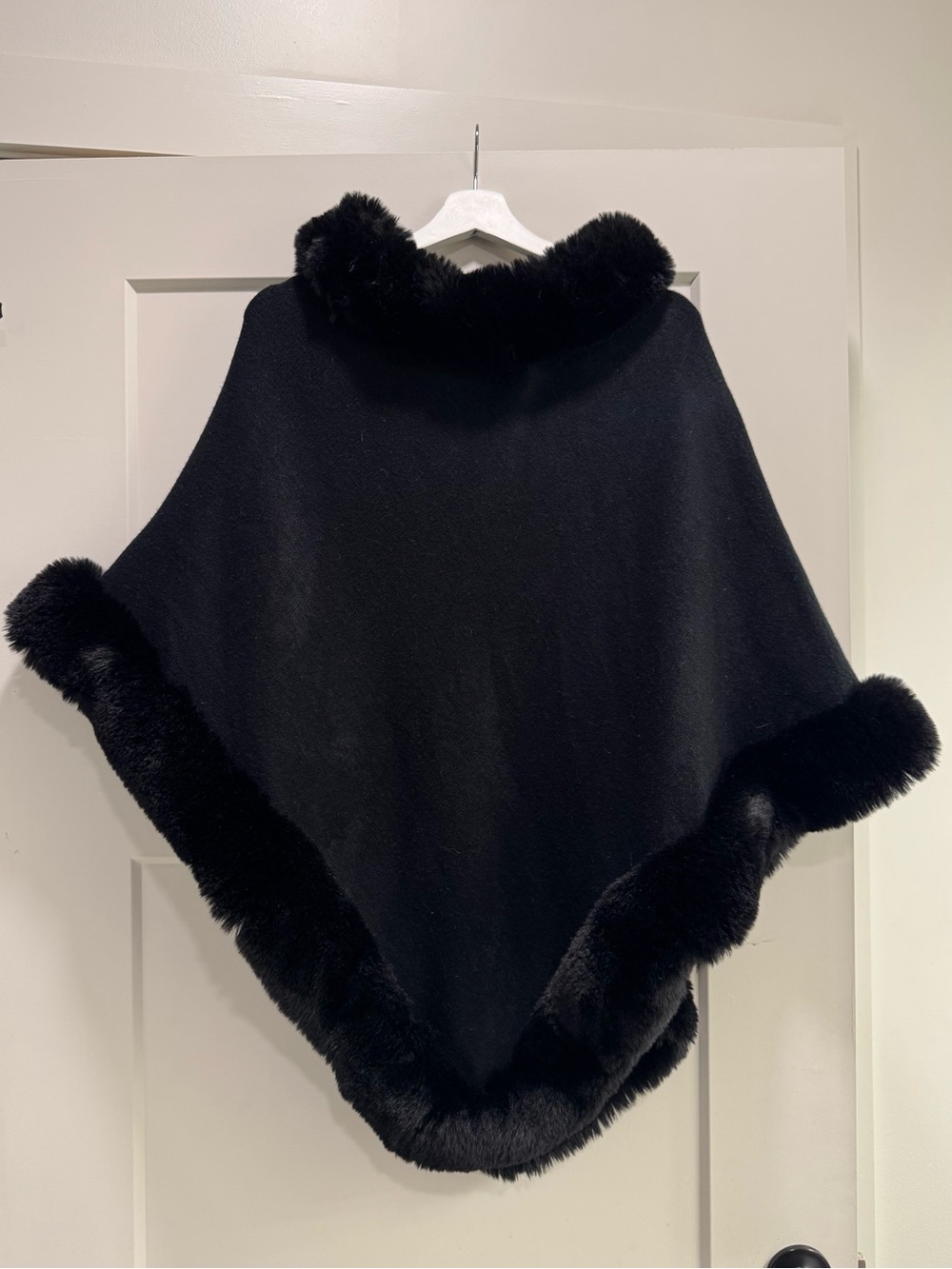 This & That Faux Fur Trim Poncho